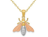 14K Yellow and Rose Gold Bee Charm Pendant Necklace and Chain